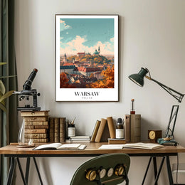 Warsaw Cityscape Vibrant Illustration Urban or Cityscape Poster PosterGoat