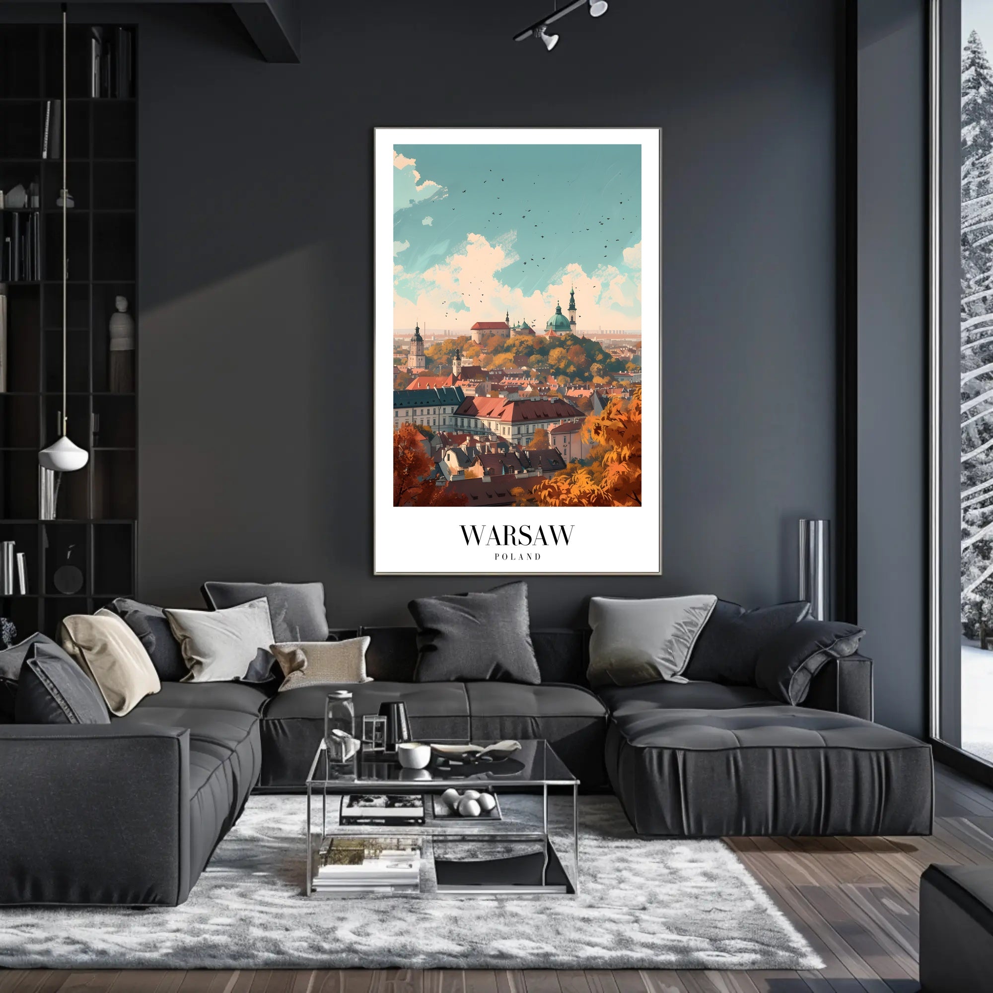 Warsaw Cityscape Vibrant Illustration Urban or Cityscape Poster PosterGoat