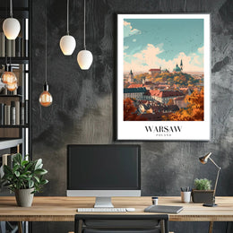 Warsaw Cityscape Vibrant Illustration Urban or Cityscape Poster PosterGoat