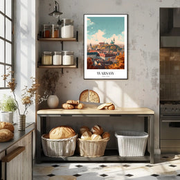 Warsaw Cityscape Vibrant Illustration Urban or Cityscape Poster PosterGoat