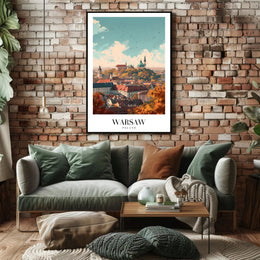 Warsaw Cityscape Vibrant Illustration Urban or Cityscape Poster PosterGoat