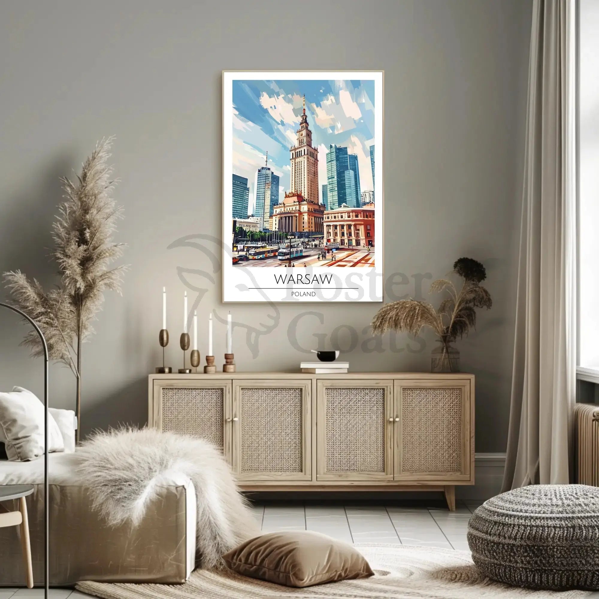 Warsaw Urban Life Cityscape Illustration Travel Poster PosterGoat