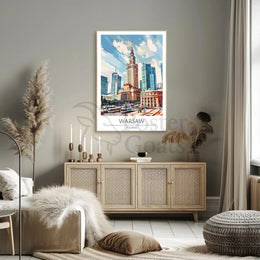 Warsaw Urban Life Cityscape Illustration Travel Poster PosterGoat
