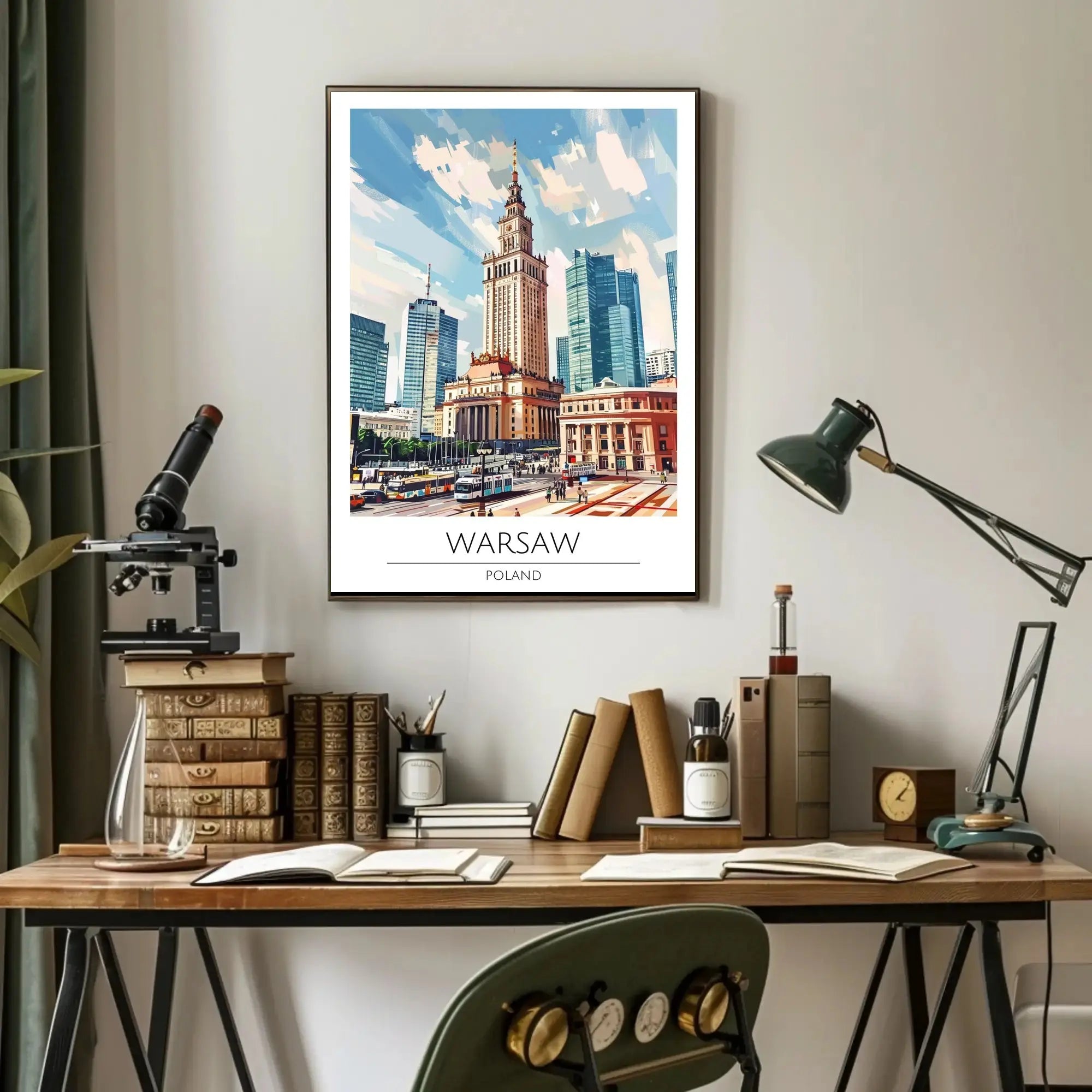 Warsaw Urban Life Cityscape Illustration Travel Poster PosterGoat