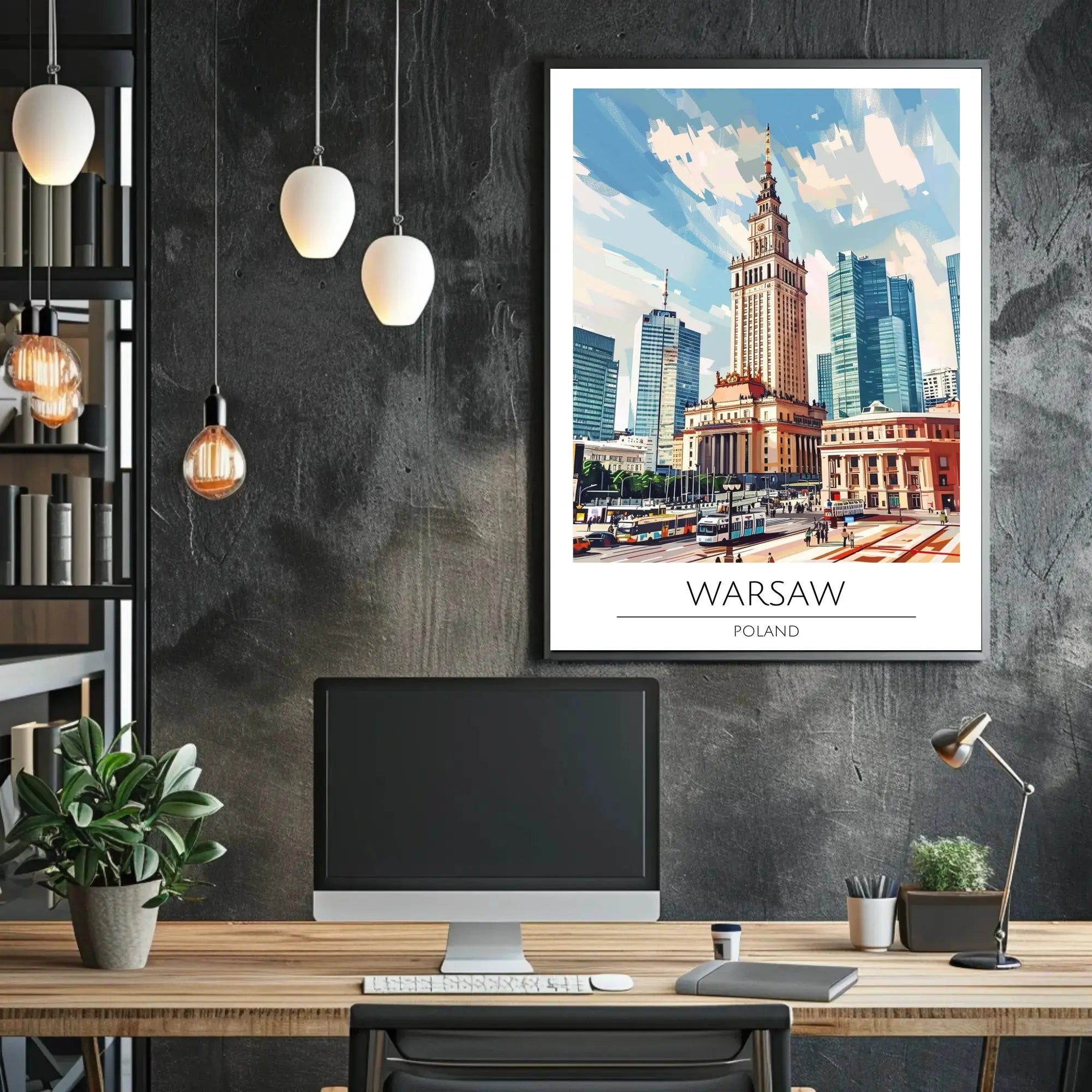 Warsaw Urban Life Cityscape Illustration Travel Poster PosterGoat