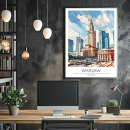 Warsaw Urban Life Cityscape Illustration Travel Poster PosterGoat
