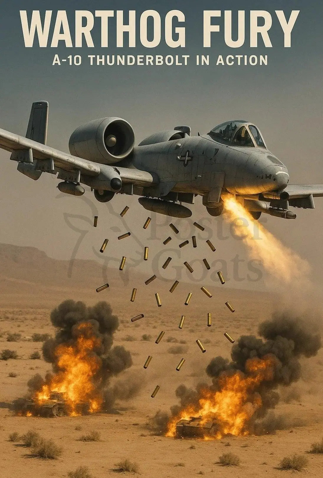 Warthog Fury A-10 Thunderbolt Military Combat Poster PosterGoat