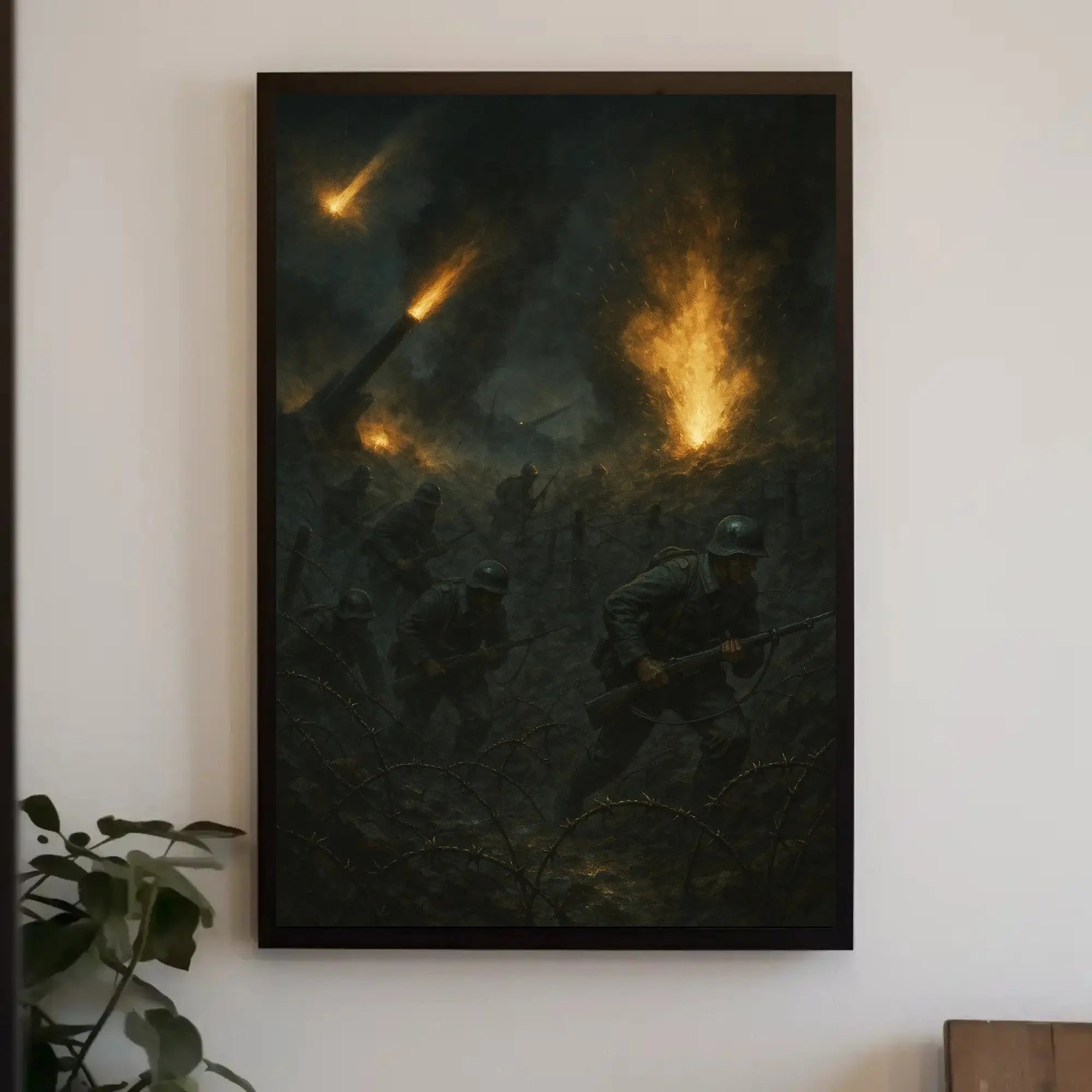 Wartime Chaos Explosions Realistic Historical or Presidential Poster PosterGoat