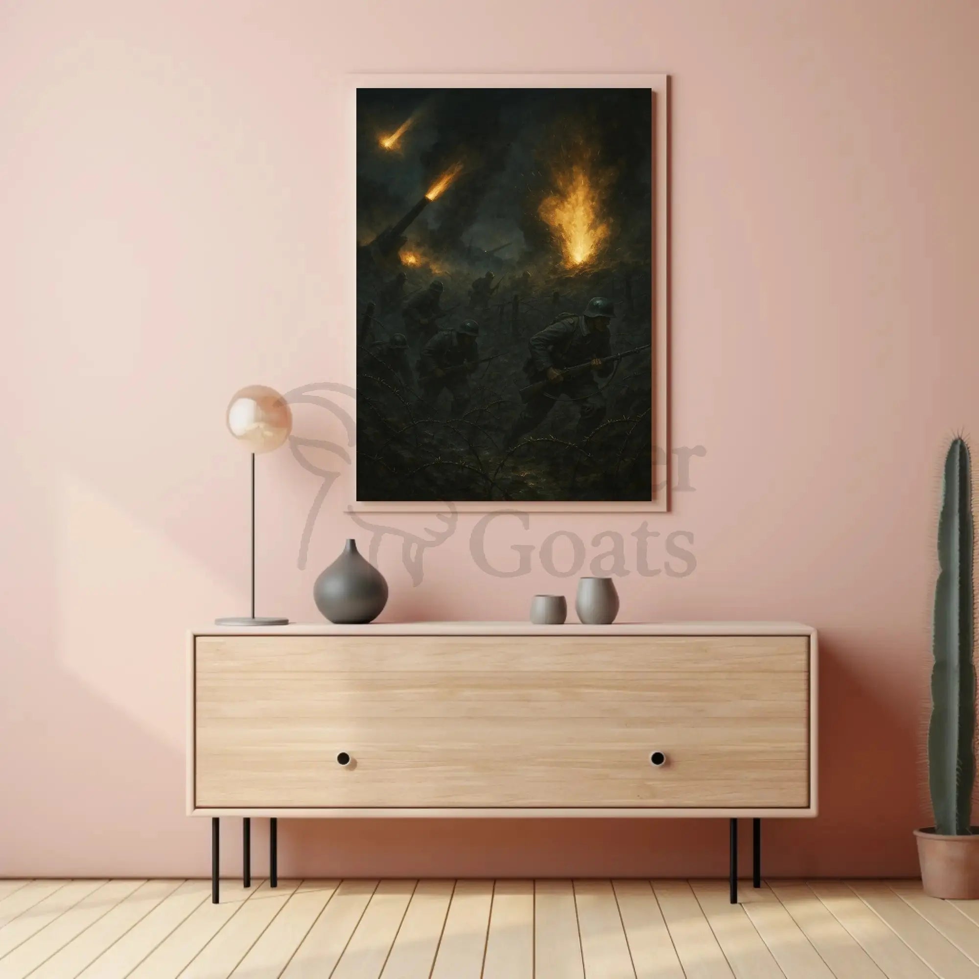 Wartime Chaos Explosions Realistic Historical or Presidential Poster PosterGoat