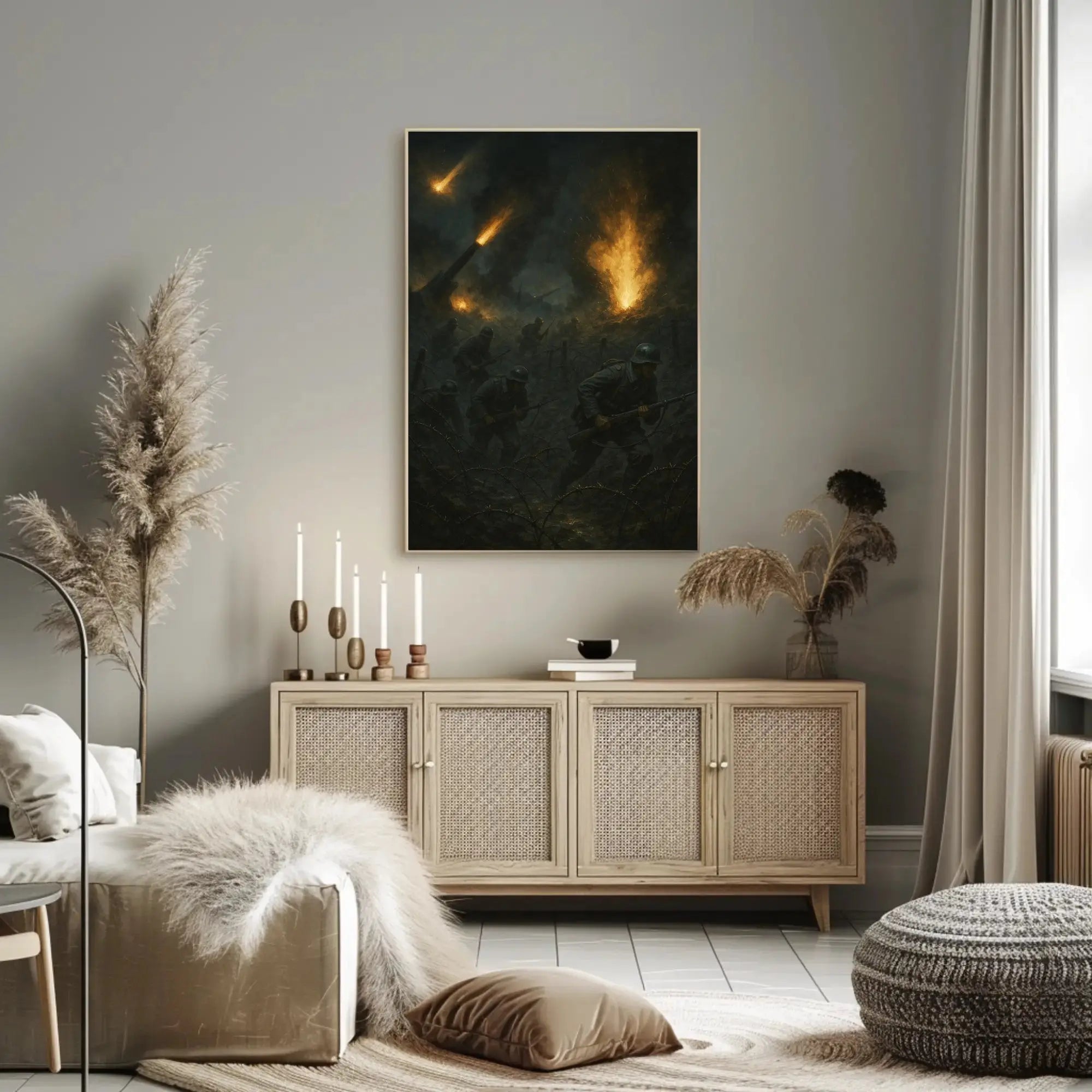 Wartime Chaos Explosions Realistic Historical or Presidential Poster PosterGoat