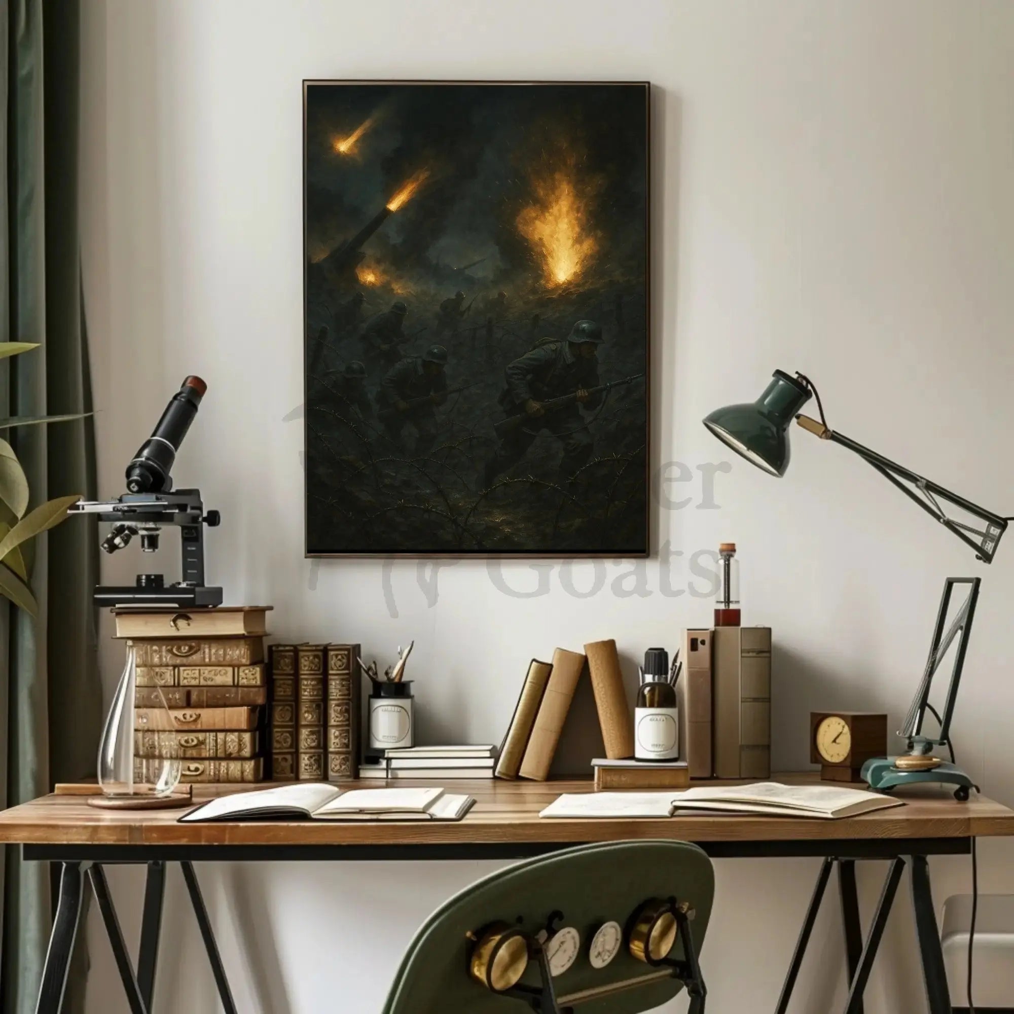 Wartime Chaos Explosions Realistic Historical or Presidential Poster PosterGoat