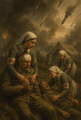 Wartime Compassion in Chaos: WWII Poster PosterGoat