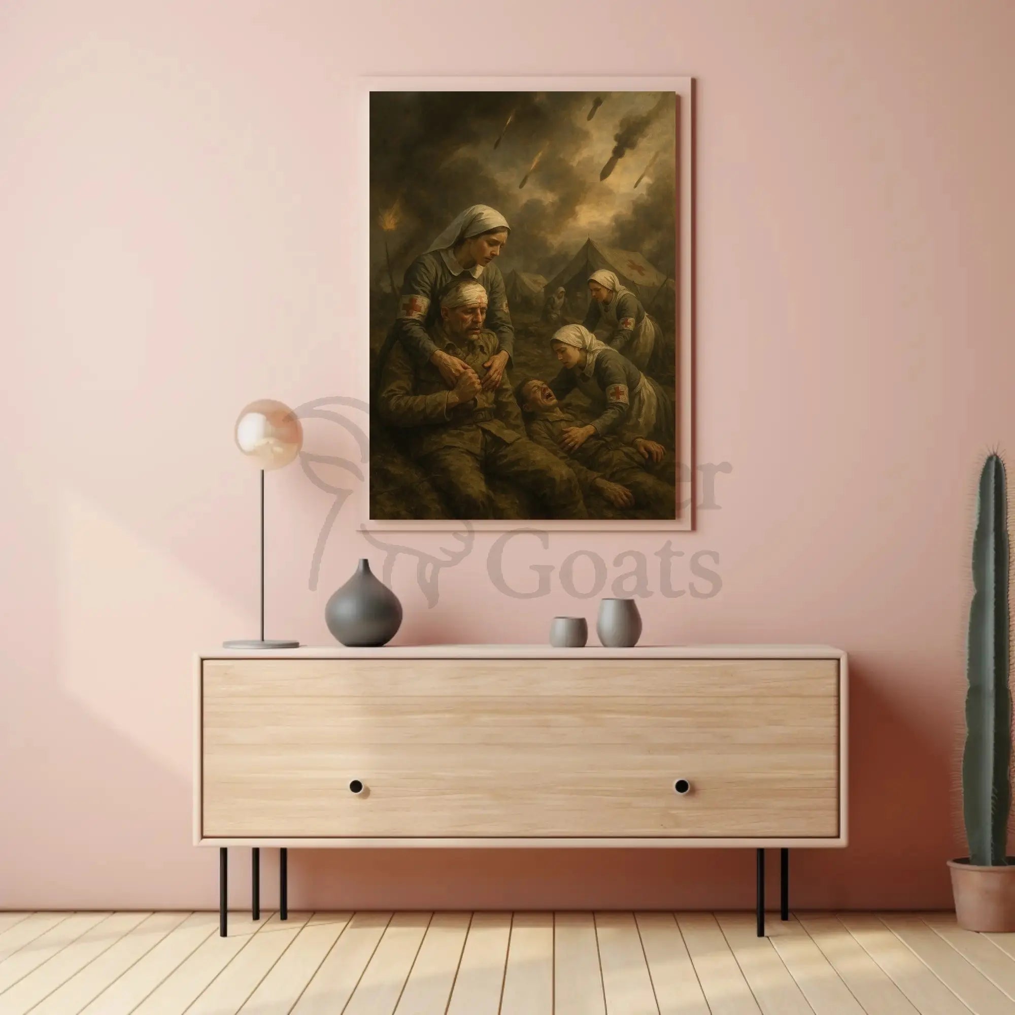 Wartime Compassion in Chaos: WWII Poster PosterGoat