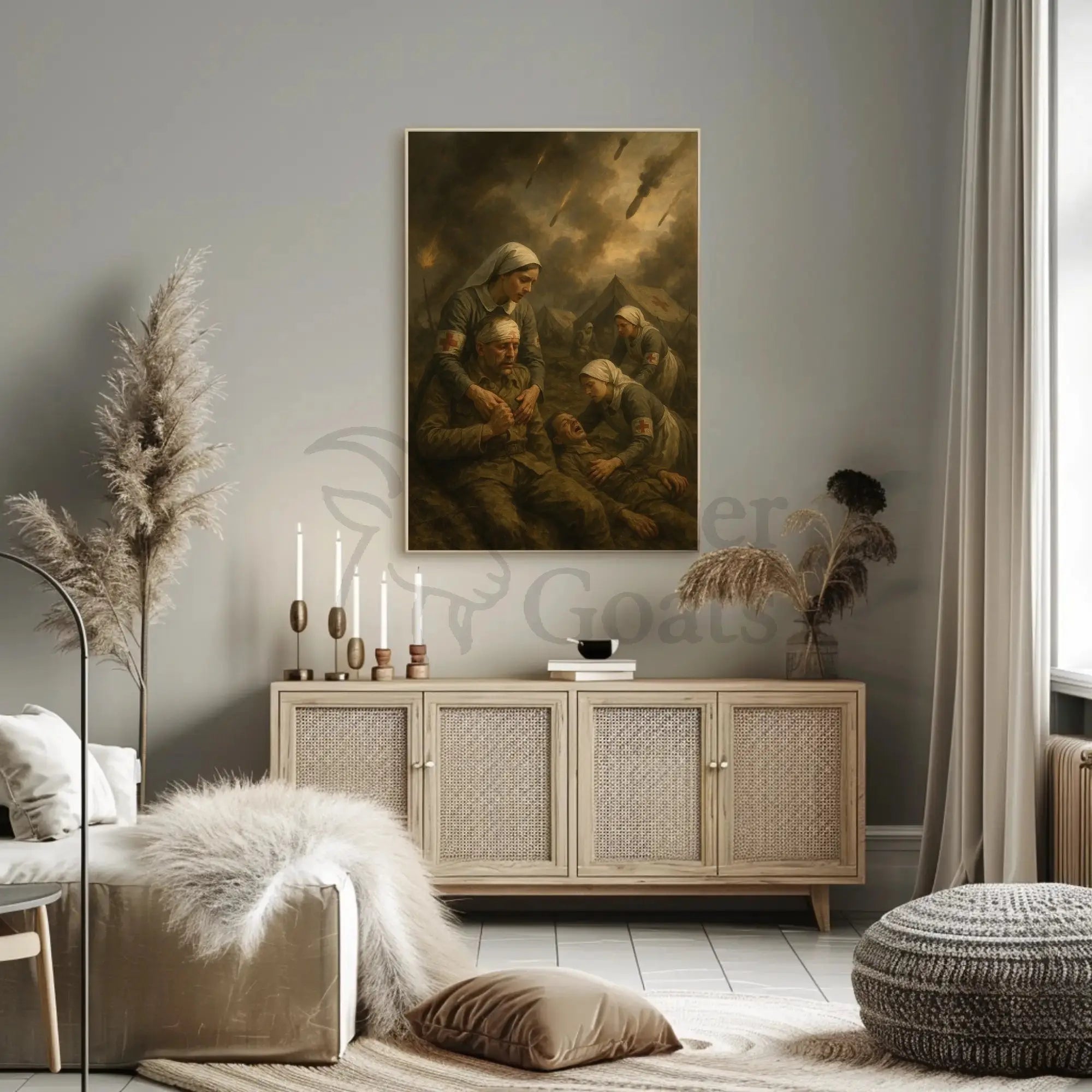 Wartime Compassion in Chaos: WWII Poster PosterGoat