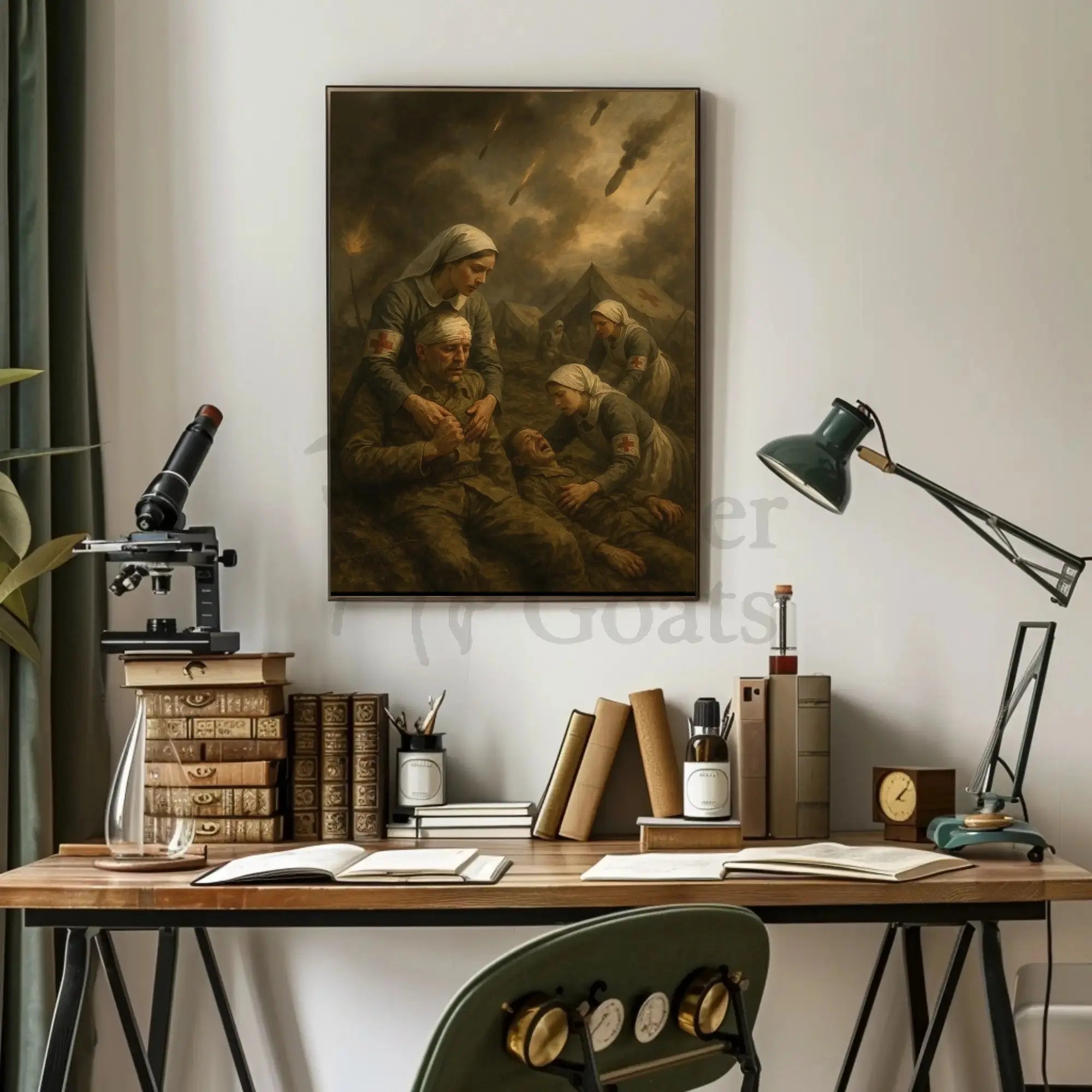 Wartime Compassion in Chaos: WWII Poster PosterGoat
