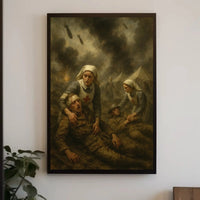 Wartime Compassion: Nurses Aid Soldiers Historical or Presidential Poster PosterGoat