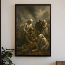 Wartime Humanity in Historical Artistic Military Recruitment Poster PosterGoat