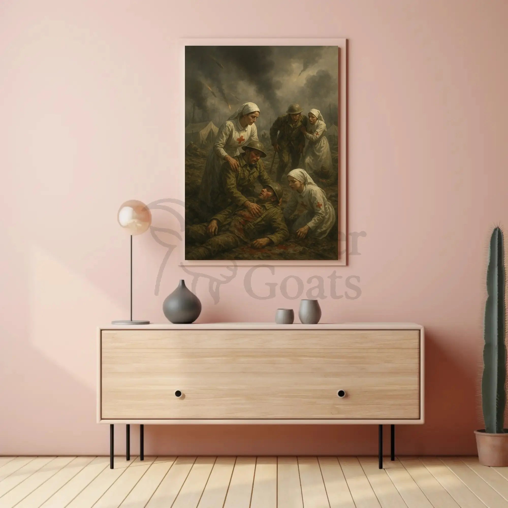 Wartime Humanity in Historical Artistic Military Recruitment Poster PosterGoat