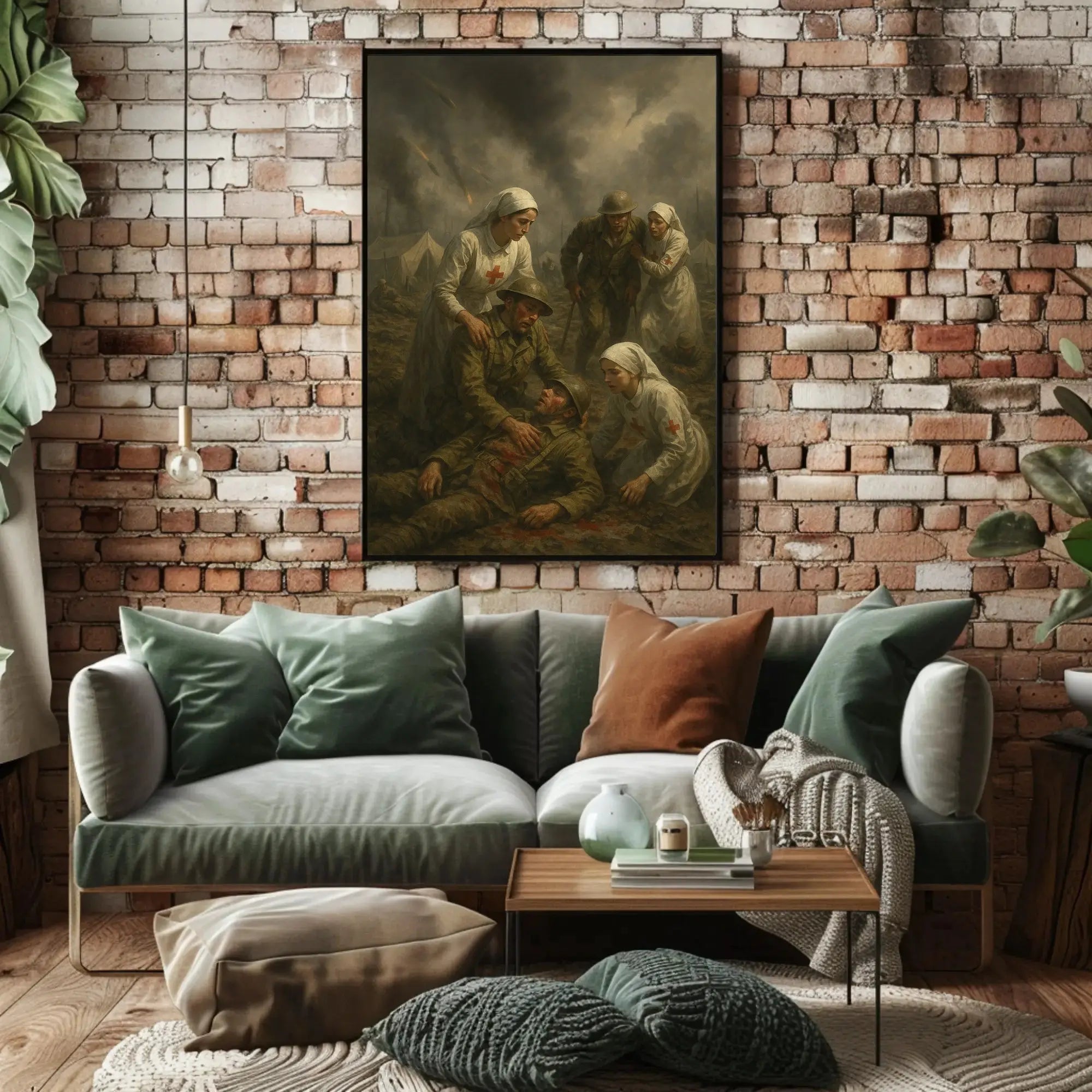 Wartime Humanity in Historical Artistic Military Recruitment Poster PosterGoat