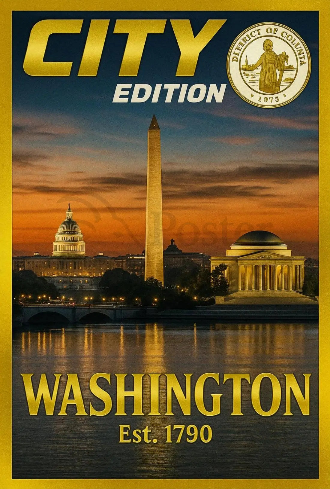 Washington D.C. Landmarks Nostalgic Travel Poster PosterGoat