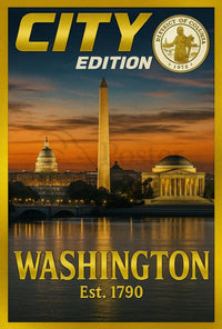 Washington D.C. Landmarks Nostalgic Travel Poster PosterGoat