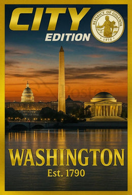 Washington D.C. Landmarks Nostalgic Travel Poster PosterGoat