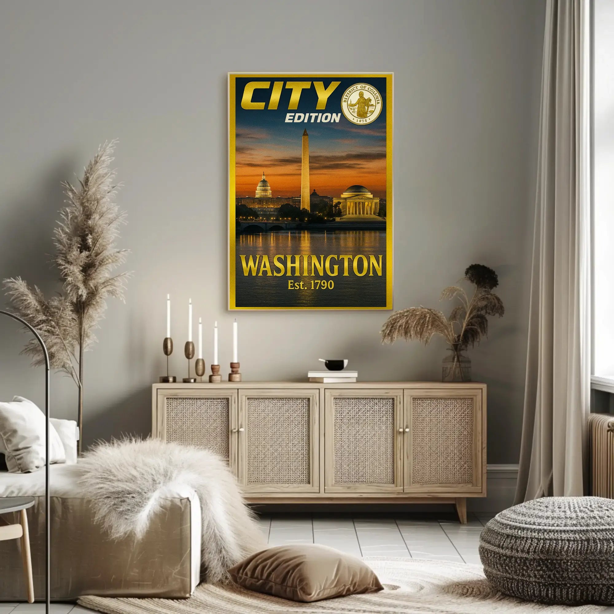 Washington D.C. Landmarks Nostalgic Travel Poster PosterGoat