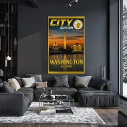 Washington D.C. Landmarks Nostalgic Travel Poster PosterGoat