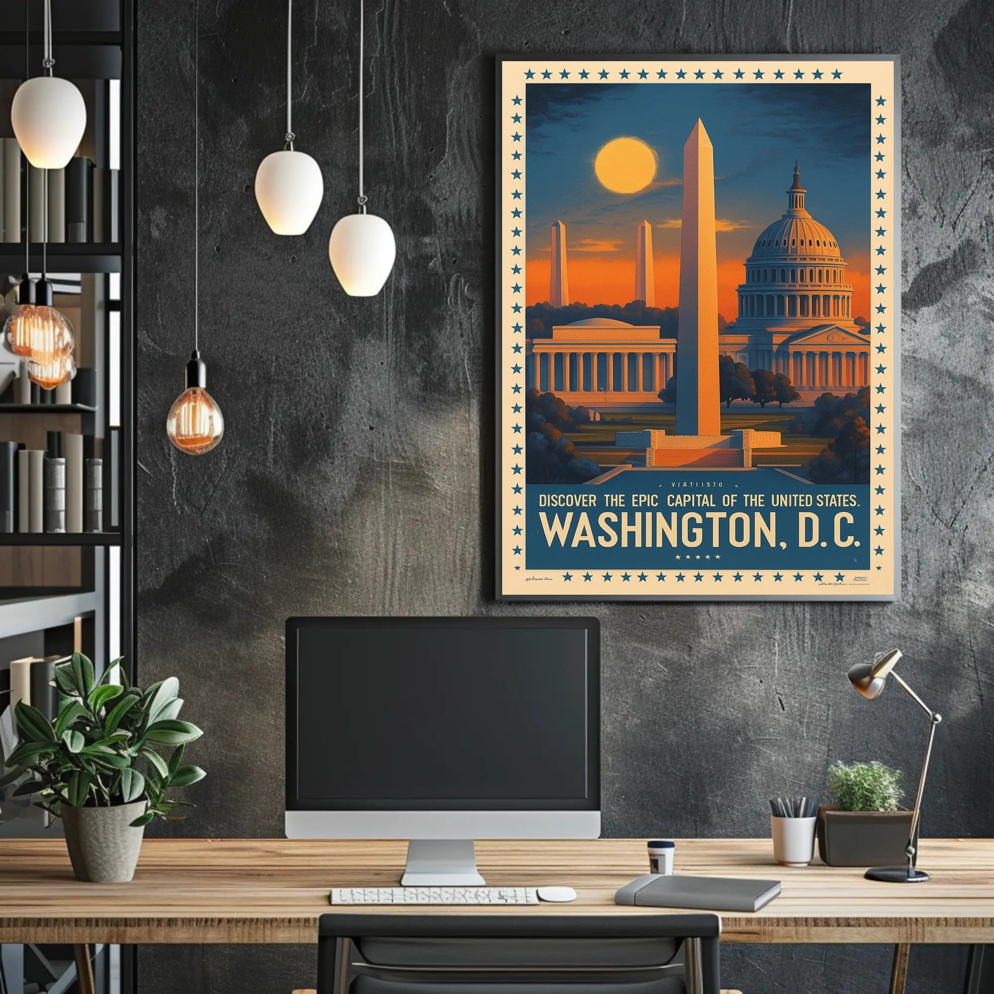 Washington D.C. Landmarks Vintage Travel Poster PosterGoat