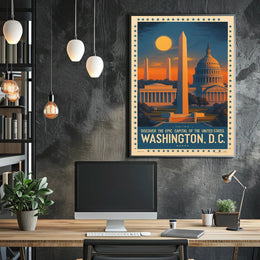 Washington D.C. Landmarks Vintage Travel Poster PosterGoat