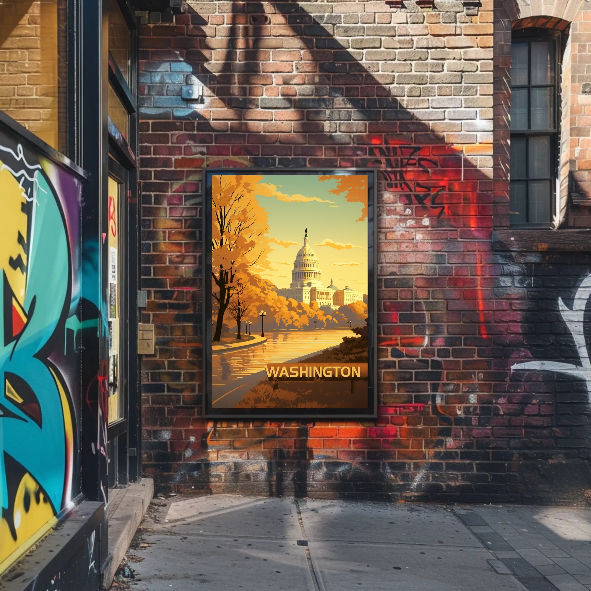 Washington D.C. Scenic Illustration: Travel Poster PosterGoat