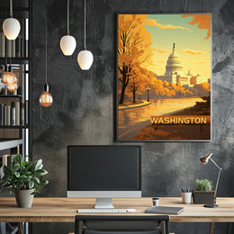 Washington D.C. Scenic Illustration: Travel Poster PosterGoat