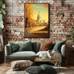 Washington D.C. Scenic Illustration: Travel Poster PosterGoat