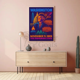Washington Neon Art Historical Presidential Poster PosterGoat