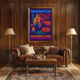 Washington Neon Art Historical Presidential Poster PosterGoat