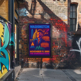 Washington Neon Art Historical Presidential Poster PosterGoat