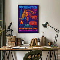 Washington Neon Art Historical Presidential Poster PosterGoat