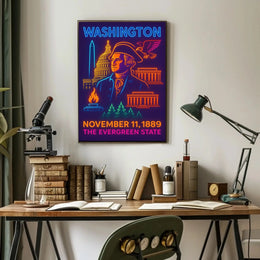 Washington Neon Art Historical Presidential Poster PosterGoat
