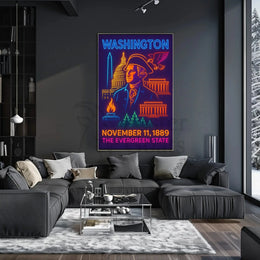 Washington Neon Art Historical Presidential Poster PosterGoat