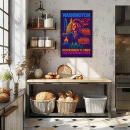 Washington Neon Art Historical Presidential Poster PosterGoat