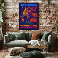 Washington Neon Art Historical Presidential Poster PosterGoat