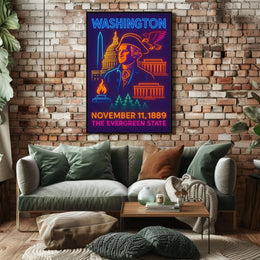 Washington Neon Art Historical Presidential Poster PosterGoat