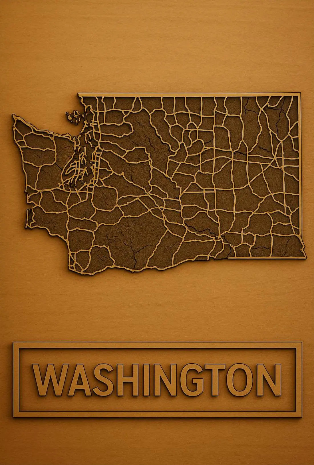 Washington State Minimalist Map Design Cultural Poster PosterGoat