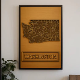 Washington State Minimalist Map Design Cultural Poster PosterGoat