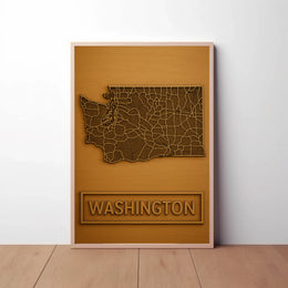 Washington State Minimalist Map Design Cultural Poster PosterGoat