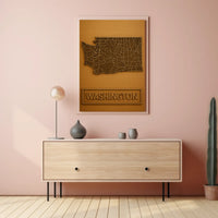 Washington State Minimalist Map Design Cultural Poster PosterGoat