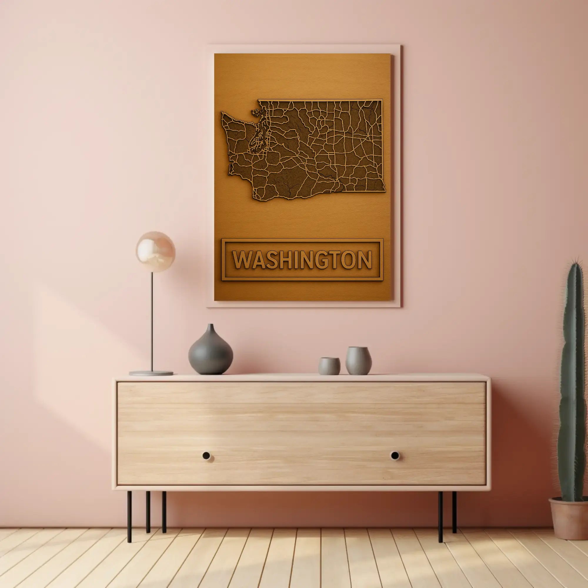 Washington State Minimalist Map Design Cultural Poster PosterGoat