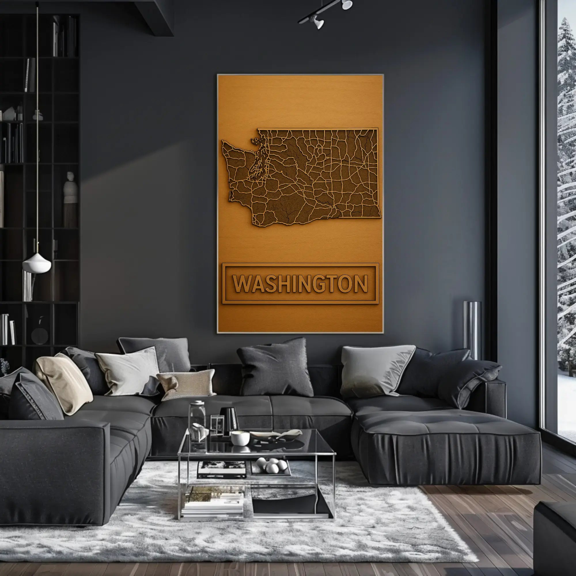Washington State Minimalist Map Design Cultural Poster PosterGoat