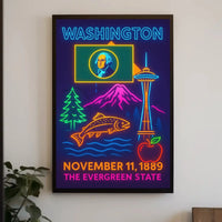 Washington State Neon Celebration Cultural Heritage Poster PosterGoat