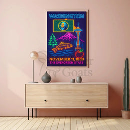 Washington State Neon Celebration Cultural Heritage Poster PosterGoat